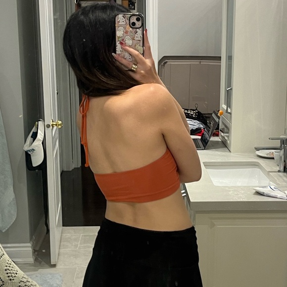 URBAN OUTFITTERS out from under burnt orange key hole tie top - Picture 4 of 5